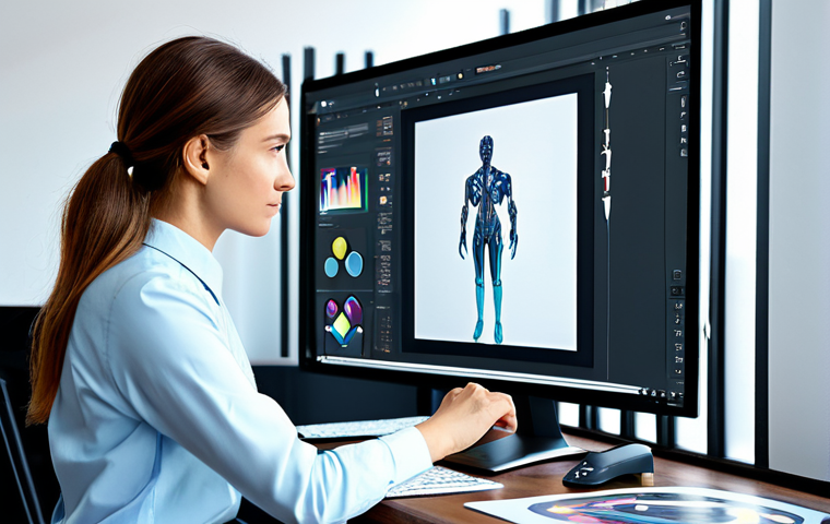 디지털 콘텐츠 제작의 미래  도구의 Role - AI-Assisted Creative Professional**

"A focused digital artist, fully clothed in professional attire...