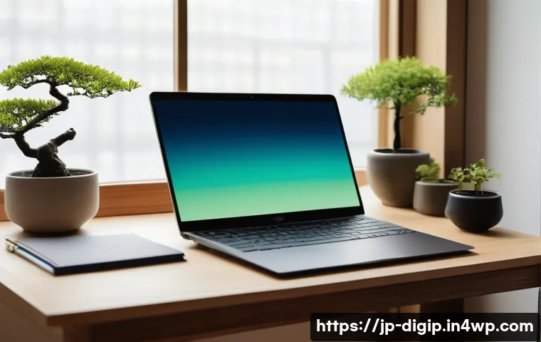 비주얼 콘텐츠 제작을 위한 도구 추천 - A modern Japanese blogger&rsquo;s workspace featuring a sleek laptop displaying a colorful Canva interface...